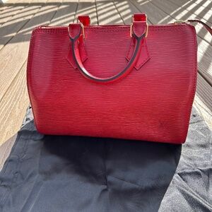 Louis Vuitton Red Epi Speedy 25